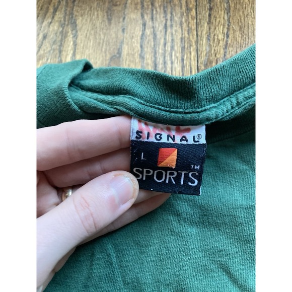 Vintage Wolf T Shirt Mens Large Green 90s Double Sided Native American Signal - Picture 6 of 10